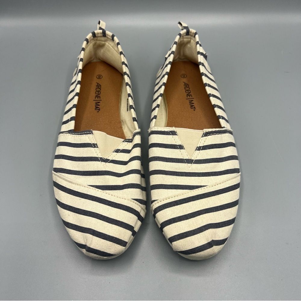 Ardene Navy Cream Stripe Slip-On Canvas Flats